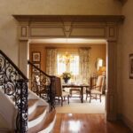 A view of the entrance to a living room and dining room.