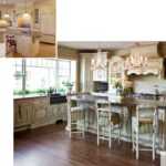 A kitchen with wooden floors and white cabinets.