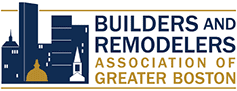 A blue and white logo for the builder remodeler association.