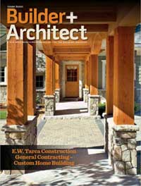 A magazine cover with columns and pillars in the background.